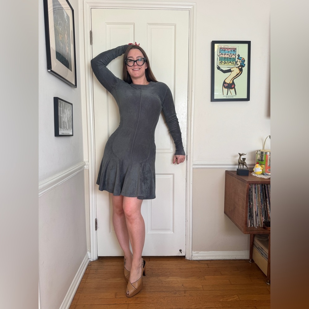 90s Vintage Alaia Grey Bodycon Dress Sz Sm